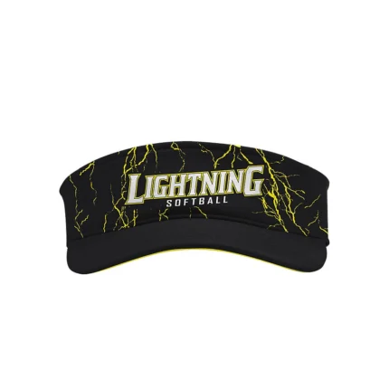 Custom Black Softball Visor | Lightning Print Team Cap